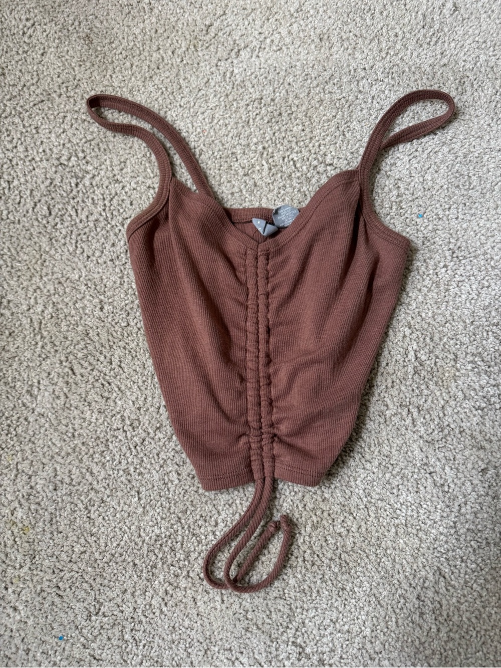 Tilly's Brown Ruched Knit Cami Tank sexy